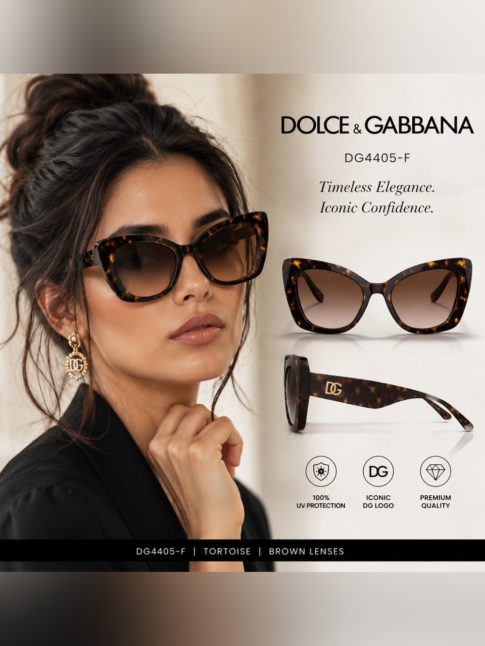 Dolce & Gabbana DG4405-F Havana Cat Eye Sunglasses 🆕 with Case✨✨